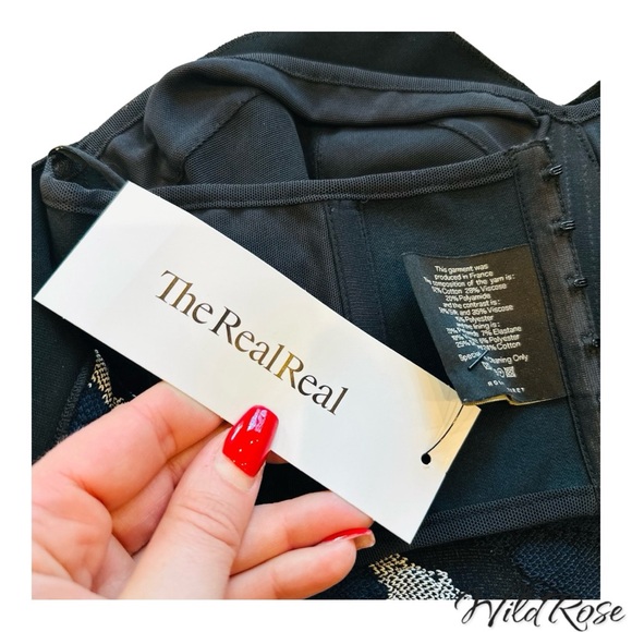 ROLAND MOURET Blue & Black Stretch Bodycon Corset Bustier Mini Dress SZ 4 - Picture 14 of 16